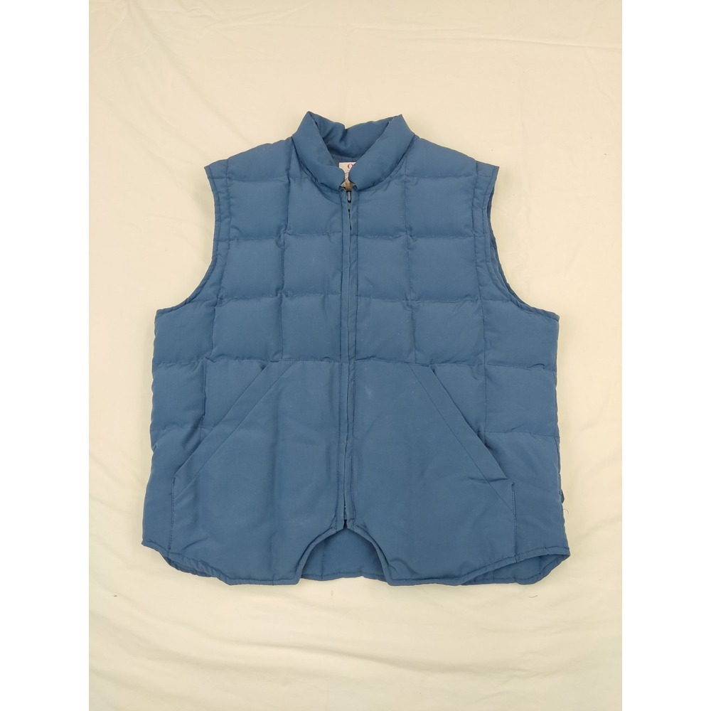 Vintage Orvis Quilted Vest Mens M Blue Goose Down Zip Up Vintage Outdoors